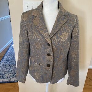 Chico’s Women’s Lined Dark Academia Career Textured Brocade Blazer Size Medium